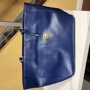 Blue large Furla shoulder strap handbag